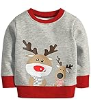 Little Hand Kinder Jungen Mädchen Weihnachts Sweatshirts Pullover Warme Weihnachtspuli für Baby 2-7 Jahre 92-122 (Weihnachtselch, 98)