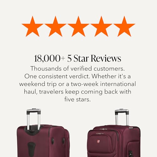 SwissGear Sion Softside Expandable Spinner Luggage Durable Lightweight Travel Suitcase, Merlot, Checked-Medium - image 9