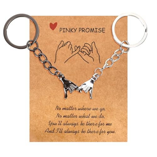QBEJIME Boyfriend Gifts, 2pcs Matching Couple Keyring, Gifts For Boyfriends Girlfriend, Birthday Anniversary Valentines Gifts For Him Her, Couple Gift, Christmas Valentine's Day (Black+silver)