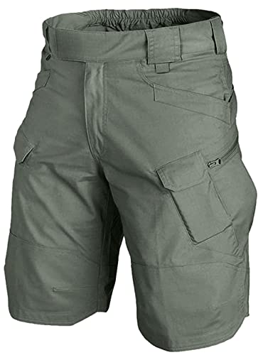 URBEST Tactical Shorts for Men Waterproof Breathable Quick Dry Hiking Fishing Cargo Shorts with Multi Pockets Green M