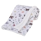 NoJo Woodland Gray, Sage, Tan, and White Super Soft Sherpa Baby Blanket