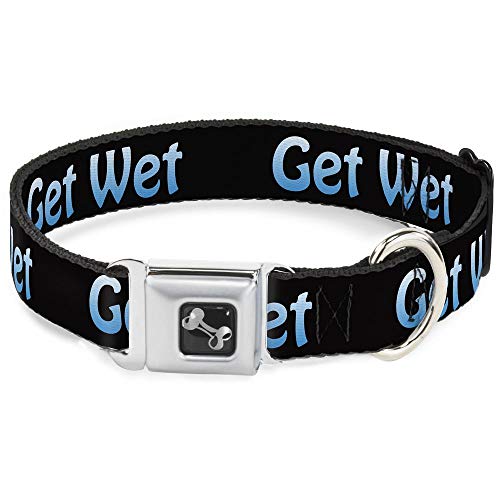 Collier de chien os bleu clair et noir Buckle Down réglable en grande taille