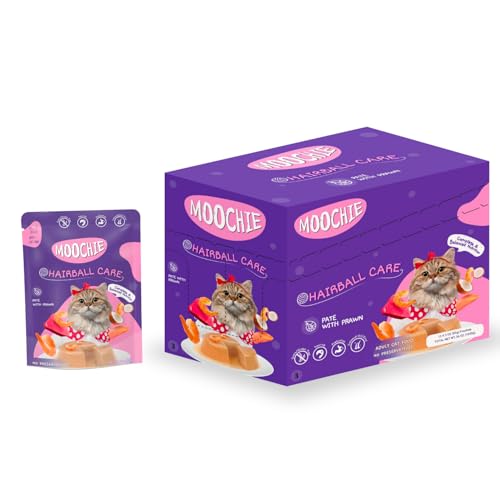 PETS EMPIRE Moochie Cat Pate with Prawn (85g X 48) Tasty Wet Cat Food, No Artificial Flavours Cats Food with Prawn & Taurines, Non-Vegetarian Cat Foods Pouch for Adult Cats