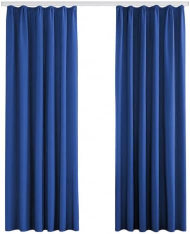 Deconovo Verdunklungsgardine mit Kräuselband Sichtschutz Vorhang Königsblau | 2er Set, H 200 x B 140 cm, Thermovorhang, Sichtschutz, für Wohnzimmer, Wärmeisolierende Vorhänge, Wärm