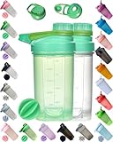 A Stylish Green Protein Shaker BPA Free for Gym w. Plastic Blender Whisk,No Metal Parts,Moden Loop Top,Dishwasher Safe,Leak Proof,Protein Powder/Fruit Juice Mixer 16oz(Green)