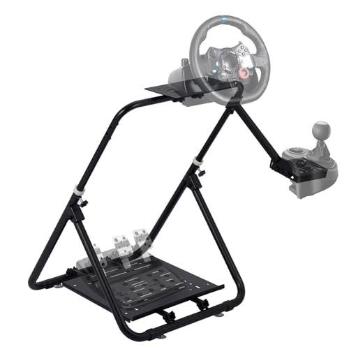 Hipicute Sim Racing Wheel Stand, Heavy Duty Adjustable Cockpit With Shifter Mount | Foldable Steering Wheel Stand for PC/PS5/Xbox | Universal Compatibility (Pedals Not Included)