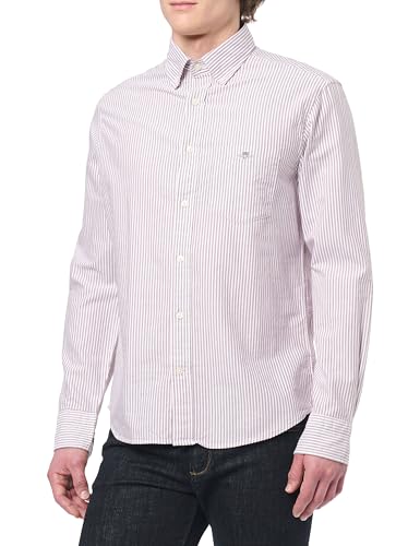 Gant Reg Classic Oxford Stripe Shirt Camicia, Colore: Rosso, M Uomo