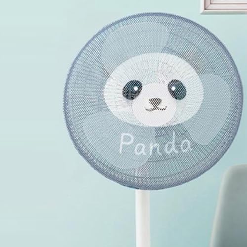 WOEWQIWJ Round Electric Fan Guard Dust Cover Mesh Safety Net for Kids Summer Washable, Ventilated Lightweight Protector Decor for Most Fans (Panda Small Size) - Thumbnail 3