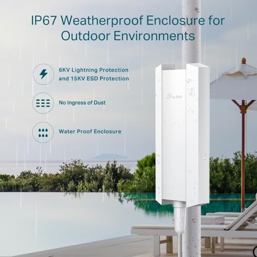 TP-Link Omada Long Range Outdoor Access Point | WiFi Extender Outdoor Universal Compatible | WiFi 6 AX1800 Dual Band | IP68 Weatherproof | Seamless Roaming | Omada Remote Managed(EAP610-Outdoor)