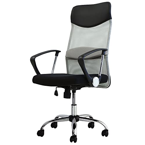 LOOKIT オフィスチェア メッシュ S字構造 腰サポート 固定肘 ハイバック ライトグレー SSP-HA