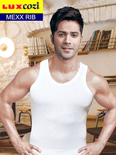 Image of Lux Cozi Men's White Sleeveless Cotton Vest