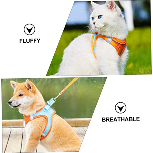 DECHOUS Reflektierende Haustierweste mit Verstellbarem Brustgeschirr Atmungsaktiv und Verschleißfest für Kleine Hunde und Katzen Komfortables Laufgeschirr mit Leine Xs in Orange