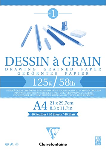 Bloc de papel Clairefontaine 96684C de grano marcado para técnicas de dibujo con fusano