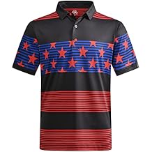 DEOLAX Mens Golf Shirt Fashion Prints Athletic Mens Polo Shirts Short Sleeve Classic Casual Dry Fit Soft Golf Shirts for Men