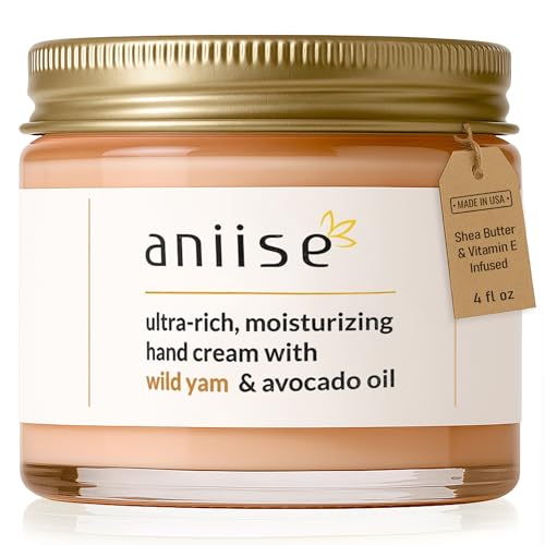Aniise Wild Yam Hand Cream with Avocado Oil – Moisturizing & Hydrating Cream for Soft, Smooth, Youthful Hands – Fights Dryness – Vegan, Cruelty-Free – 4 fl oz (120 mL)