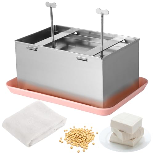 yeeplant Stainless Steel Tofu Press, 304 Tofu Maker with Gauze & Drip Tray, Homemade Tofu Press Kit