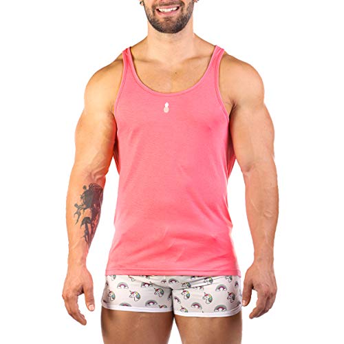 JJ Malibu Men/'s Pop Color Gym Racerback Tank-top Stringer,Small,Pink