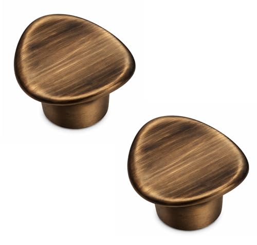 Image of JAGGER JAG401 Drawer Knobs for Home & Office - Durable and Elegant Stainless Steel Door Knob for Cabinets, Cupboards & Dressers (2, Brass Antique (CURV Round))