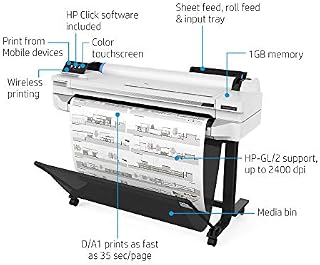 HP DesignJet T525 Large Format Wireless Plotter Printer - 36", with Mobile Printing