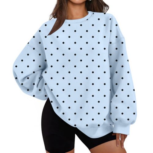 Polka Dot Sweatshirt Women Cute Oversized Crewneck Pullover Sweatshirts - image 1