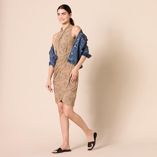 Image of Amazon Essentials Women's Sleeveless Faux Wrap Dress with Crossover Twist Neck