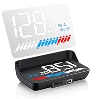 M7 Auto Head-Up-Display (HUD) 3.5\ OBD2+GPS Dualsystem - Digitaler Tachometer & Geschwindigkeitsmesser (km/h) mit Übergeschwindigkeits- & Temperaturalarm - Weiße Display-Schrift, Sonnenlichtsichtbar