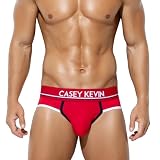 [Casey Kevin] メンズブリーフ 綿 ビキニ型 下着 通気性 柔らかい 吸湿 ローライズ ストレッチ フィット感 肌にやさしい 無地 男性用 インナー 快適 おしゃれ CK4057 レッド XXL