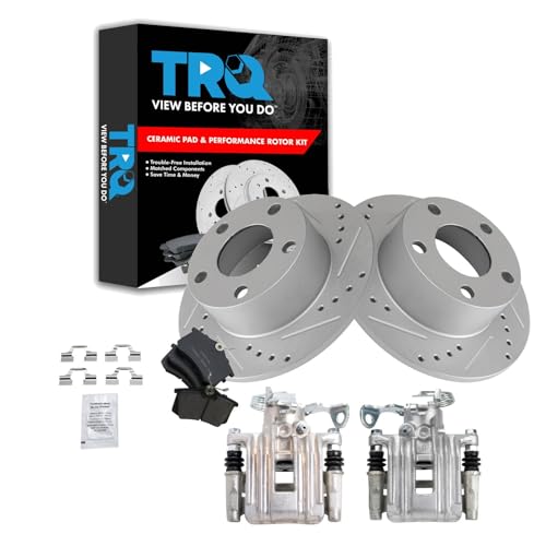 TRQ Rear Brake Pad and Rotor Set Ceramic Solid Rotors Calipers Hardware Compatible with 2000-2001 Audi A6 by TRQ - Used condition - US$128.55