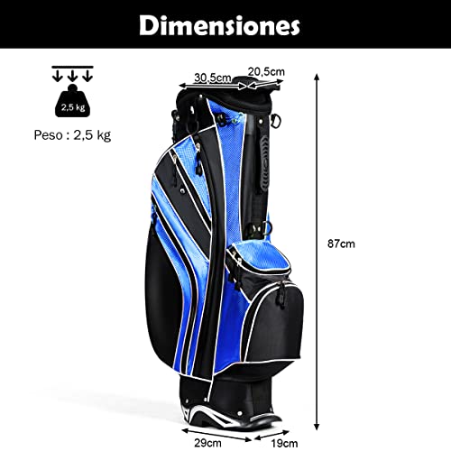 COSTWAY-Bolsa-de-golf-Bolsa-de-Palos-de-Golf-con-5-Divisores-7-Bolsillos-con-Cremallera-Paraguero-Bolsa-de-Golf-Ligera-y-Portatil-con-Correa-para-el-Hombro-azul