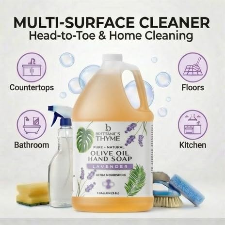 Brittanie's Pure Organic Castile Liquid Olive Oil Soap Refill | Face, Body Wash, Dishes, Pets & Laundry | Vegan & Gluten Free Non-GMO (Lavender 1 Gallon) - Image 7