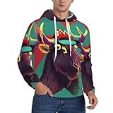 【Großes Volldruckdesign】 Mit einem lebendigen Elch-Volldruck-Design zeichnet sich dieser Herren-Fleece-Hoodie mit seinem einzigartigen und jugendlichen Stil aus, perfekt für ein Statement.