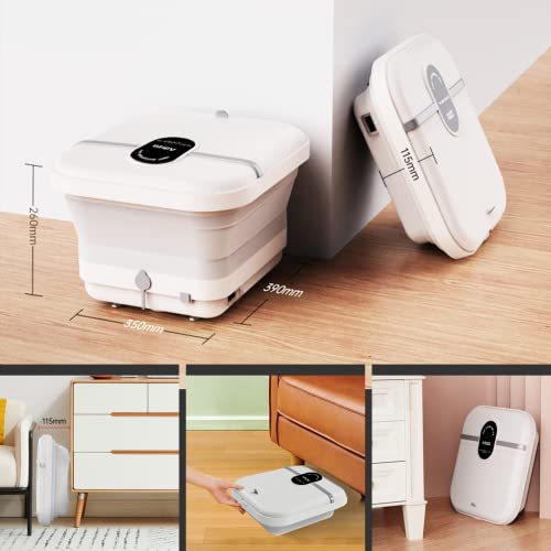 Aiszg Collapsible Foot Spa Bath Massager With 8 Massage Rollers,Pedicure Foot Spa With Heat And Massage,Foot Soaking Tub,Red Led Light With Foot Scrubber,Gifts For Women/Men. #TOP4