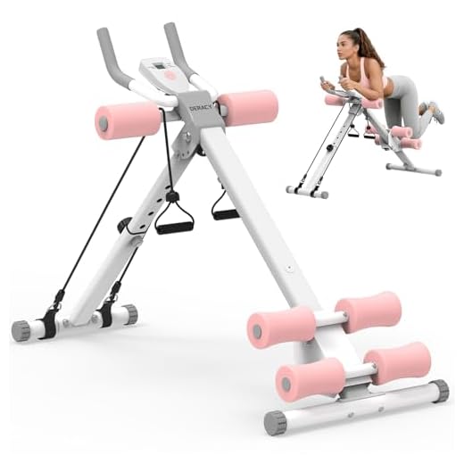DERACY Ab Workout Machine Adjustable Ab Trainer Abdominal Trainer for Home Gym Foldable Ab Crunch Machine for Core 440 LBS (White)