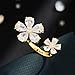 Kokoma Double Flower CZ Ring for Women Gold Plated Floral Open Statement Ring Wedding Band Promise Engagement Rings Wrap Finger Rings Fashion Jewelry