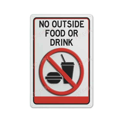 FOSHIN Retro Tin Sign No Outside Food Signs Indoor & Outdoor Use Safety Warning Sign 12""X8"", Acrylic9