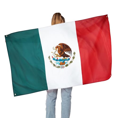 Runesol Mexico Flag, 91x152cm, 3ft x 5ft, 4 Grommets, Eyelet In Every Corner, Mexican Flag, El Tricolor - Image 2