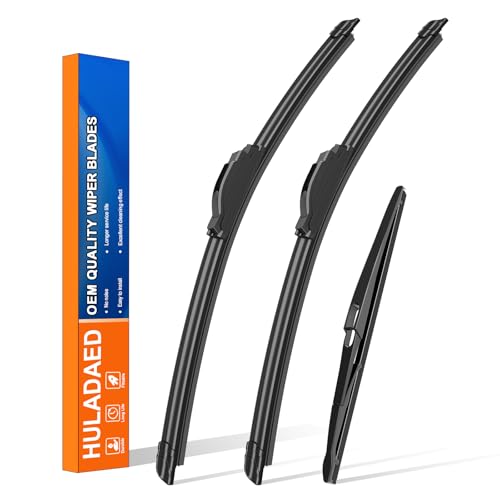 HULADAED® 24'' 14''11'' Windshield Wipers Replacement for Fiat 500 2019-2012,Silicone Front Rear Wiper blades for MY Car-All Weather & Quiet(3 PACK)