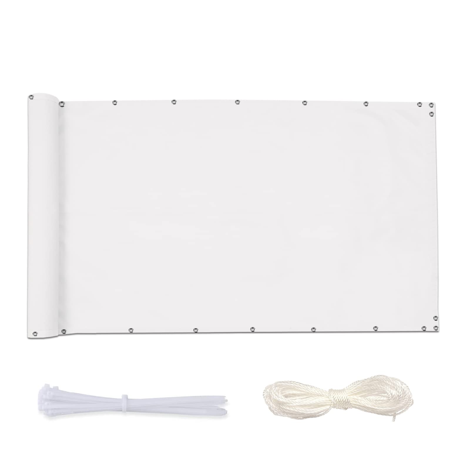 Brise-vue pour balcon 140x900 cm blanc imperméable et coupe-vent