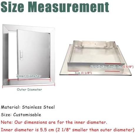 304 Stainless Steel Outdoor Kitchen Access Door, BBQ Access Panel with Handle, Attic Wall Access Cover Plate (26x30in/66x76cm) - Durable, Weather-Resistant Design