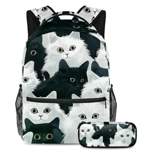 Sac à dos de voyage et cours motif chat pour ados et étudiants