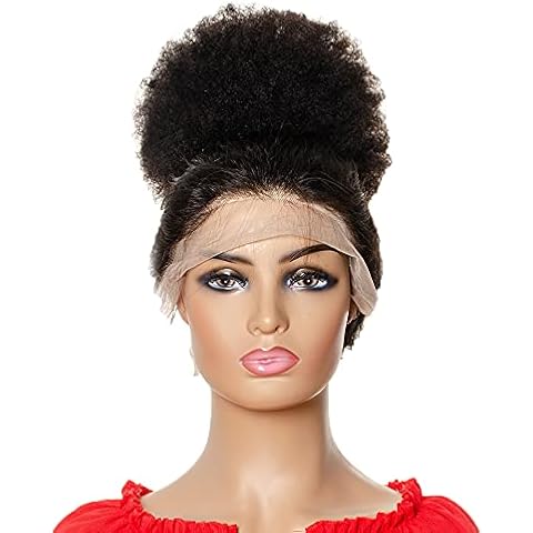 Afro Drawstring Ponytail Human Hair African Puff Hair Bun Clip In Extensions Kinky Curly Ponytail Remy 8 Inch Natural Color 8inches Cover