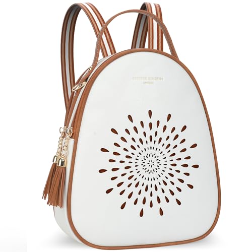APHISON Small Backpack Purse for Women Cute Mini Backpacks PU Leather Crossbody Shoulder Bags White Brown