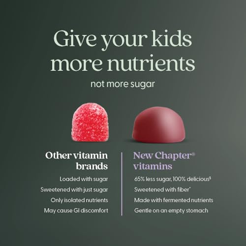 Image of New Chapter Kids Multivitamin Gummies - 65% Less Sugar, Kids Gummy Vitamins with Vitamins C, D3 & Zinc, Non-GMO, Gluten Free, Berry-Citrus, 60ct