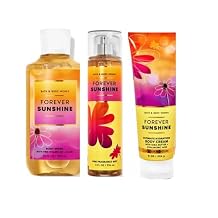 Bah ad Body Works FOREVER SUNSHINE Body Cream, Body Wash, Fragrance Mist 3 Piece Bundle