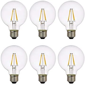 SYLVANIA LED TruWave Natural Series Globe Light Bulb, 40W Soft White Medium Base, Dimmable, Clear - 6 Pack