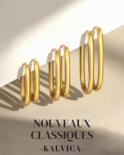 KALVICA Boucle d'Oreille Femme Or Créoles Acier Inoxydable 14K Plaqué Or Hypoallergénique Lot Boucles d'Oreilles Pour Femmes Bijoux Femme Or (Or Rose/Or/Argent) – vue 7