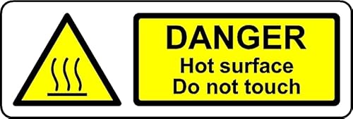 Danger hot Surface do not Touch Safety Sign (L) - 1mm Plastic Sign (150mm x 50mm)