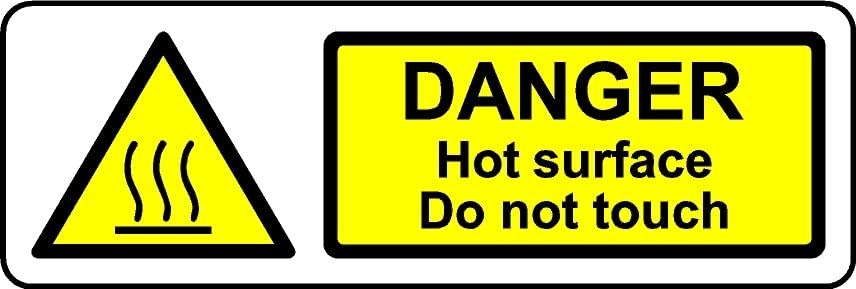 Danger hot Surface do not Touch Safety Sign (L) - 1mm Plastic Sign (450mm x 150mm)