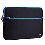 Sleeve Case Evecase 15.6-Inch Ultra-Slim Neoprene Padded Sleeve Pouch Bag w/ Accessory Pocket for Laptop / Gaming Laptop / Notebook / Ultrabook / Chromebook (Black and Blue Trim)
