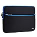 Sleeve Case Evecase 15.6-Inch Ultra-Slim Neoprene Padded Sleeve Pouch Bag w/ Accessory Pocket for Laptop / Gaming Laptop / Notebook / Ultrabook / Chromebook (Black and Blue Trim)